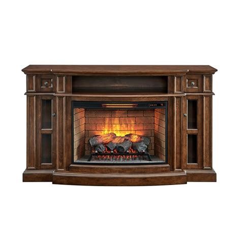 allen + roth 68-in W Mahogany Infrared Quartz Electric Fireplace in the Electric Fireplaces ...