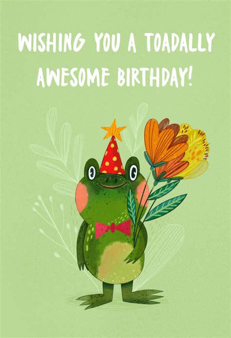 Happy frog with flowers birthday card – Artofit