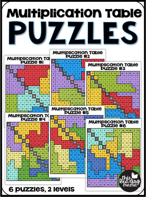 Multiplication Table Puzzles - 6 Different Puzzles - This Reading Mama