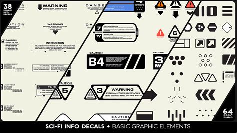 ArtStation - SCI-FI Info Decals + Base Graphic Elements | Game Assets