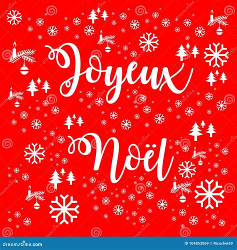 Merry Christmas In French With A Red Background Stock Illustration - Illustration of background ...