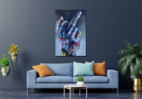 Middle Finger Graffiti Canvas Poster Art, Middle Finger Graffiti Canvas Print Art Middle Finger ...