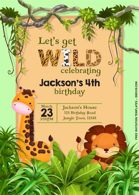 11+ Fun Jungle Birthday Party Invitation Templates | Download Hundreds ...