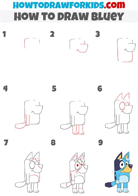 How to Draw Bluey - Easy Drawing Tutorial For Kids