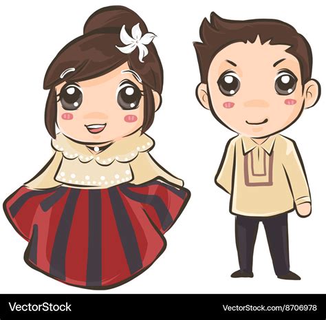 Couple wearing Philippines traditional costume Vector Image