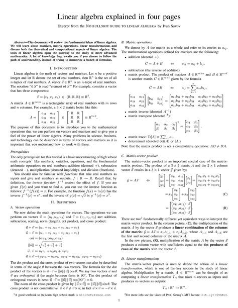 Linear algebra cheat sheet - Linear algebra explained in four pages ...