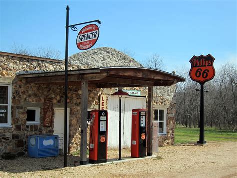 Restored Phillips 66 service station on Route 66 - Down the Road