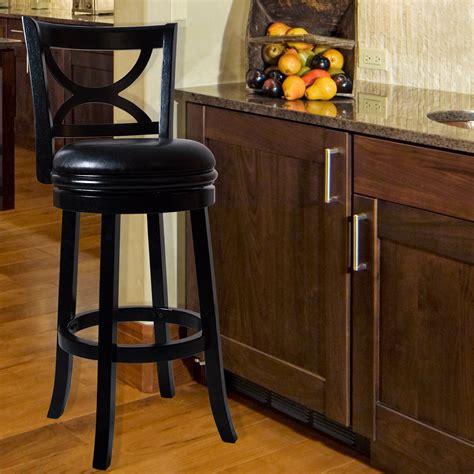 Swivel Wood Bar Stool with Back by Lavish Home - Walmart.com - Walmart.com