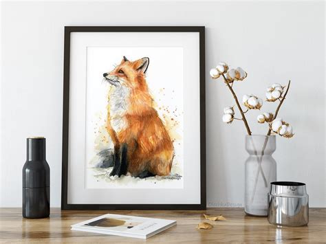 Fox Art, Fox Art Print, Fox Print, Watercolor Fox, Animal Watercolor ...