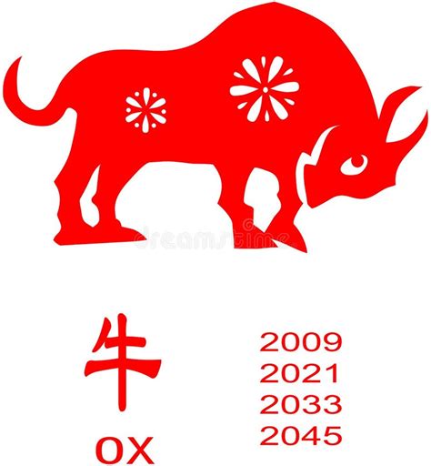 Zodiac of ox Year. stock vector. Illustration of culture - 4785974