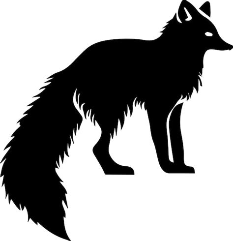 Premium Vector | Arctic fox black and white silhouette illustration