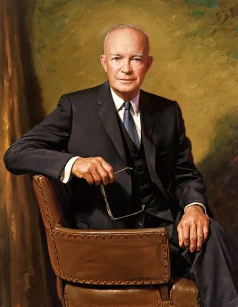 Vintage painting of President Dwight D. Eisenhower seated in a chair ...