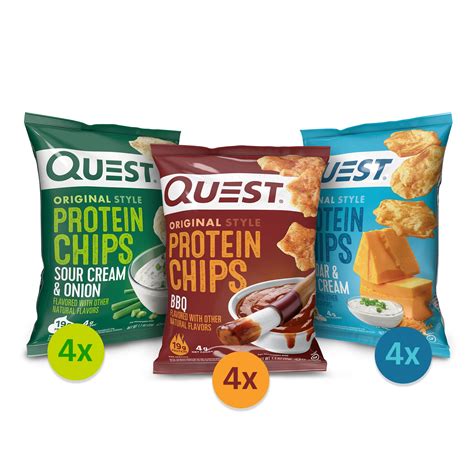 Buy Quest tion Protein Chips Variety Pack, (BBQ, Cheddar & Sour Cream, Sour Cream & Onion), High ...