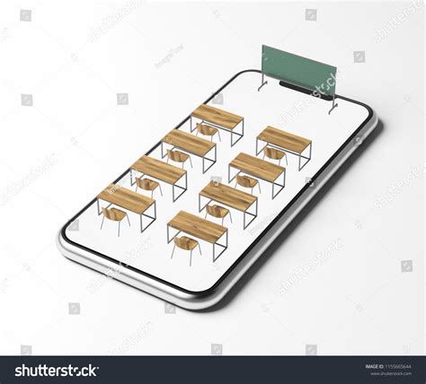 Model Classroom Rows Wooden Desks Chairs Stock Illustration 1155665644 ...