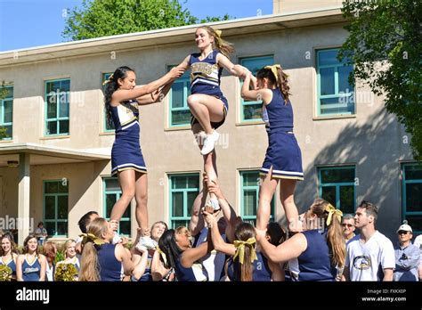 Davis, California, U.S.A. 16th April 2016. Cheerleaders perform at the ...