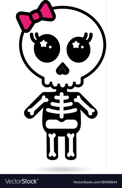 Cute kawaii girl skeleton isolated halloween Vector Image