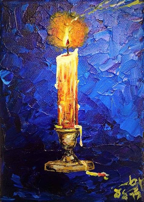 Candle 7"x5" - Art Original Acrylic Painting - Palette Knife/Brush on Canvas by Jacob Secrest ...