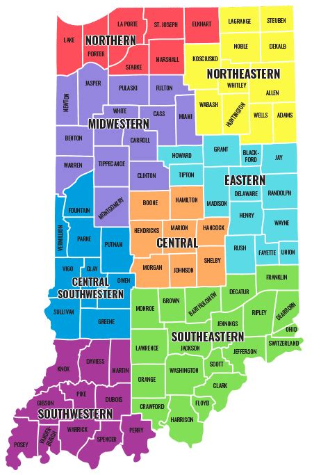 Counties Of Indiana Map - World Of Light Map