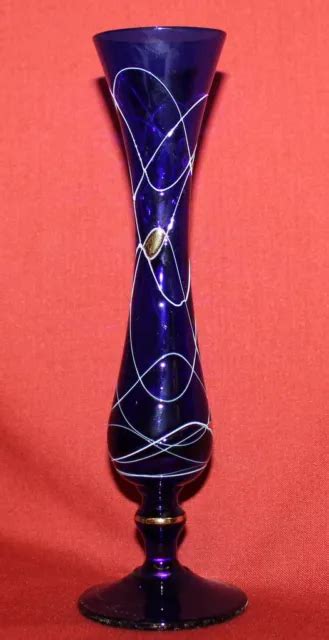 VINTAGE COBALT BLUE Glass Relief Vase $51.45 - PicClick