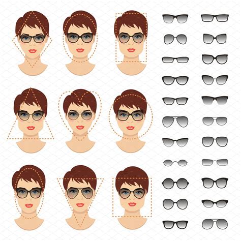 Woman sunglasses shapes. 9 faces. by Cheremuha on @creativemarket ...