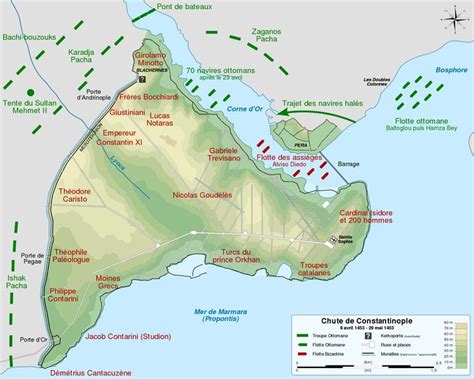 Siege of Constantinople 1453 map-fr - Fall of Constantinople - Wikipedia | Fall of ...