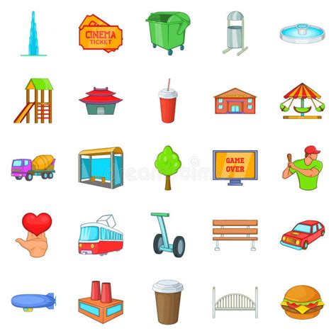 Capital Icons Set, Cartoon Style Stock Vector - Illustration of ...