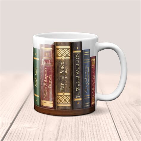 Bookshelf Mug. Coffee Mug with the famous books' titles | Etsy