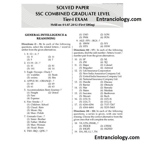 SSC Combined Graduate Level (CGL) Solved Papers | Model Sample Paper