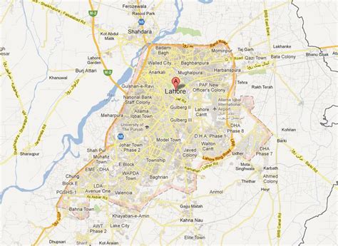 Pakistan City Lahore Map