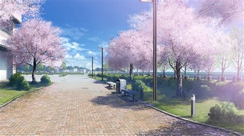 Anime Landscape: Cherry Blossom Park (Anime Background)