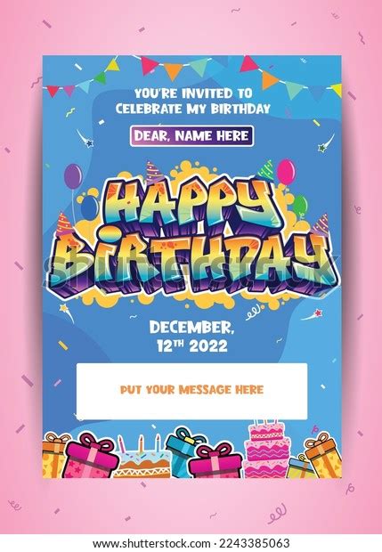 Happy Birthday Greeting Text Graffiti Style Stock Vector (Royalty Free ...