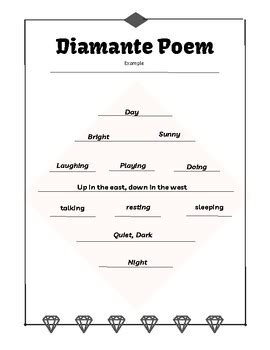 Diamante Poem Template and Example by Heather Tetzlaff | TPT