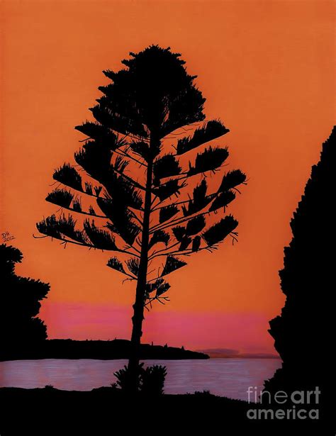 Lake Sunset Drawing by D Hackett