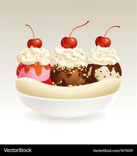 Ice cream banana split Royalty Free Vector Image