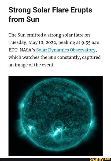 Strong Solar Flare Erupts from Sun The Sun emitted a strong solar flare ...