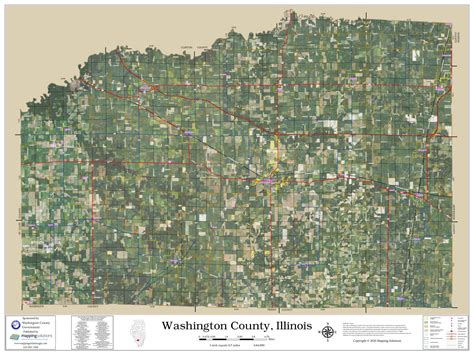 Washington County Illinois 2020 Aerial Wall Map | Mapping Solutions