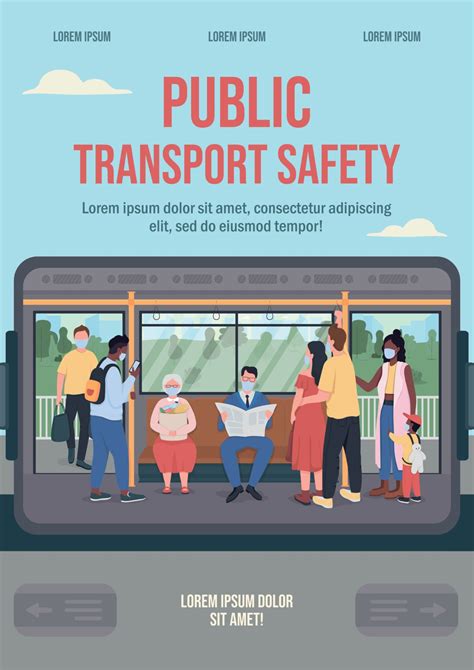 Public transport safety poster flat vector template 2400086 Vector Art ...