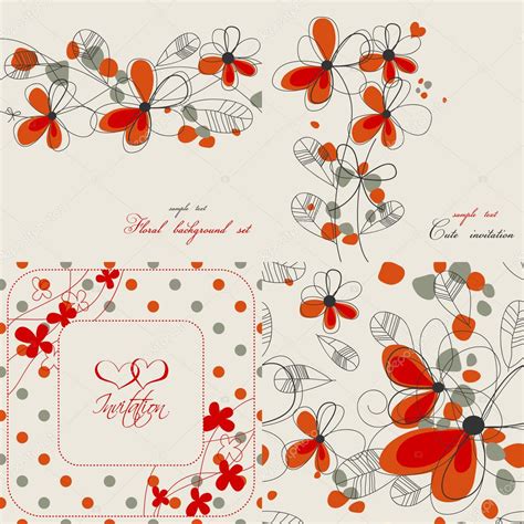 Set of cute floral backgrounds — Stock Vector © Danussa #5588987