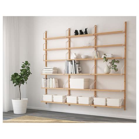 SVALNÄS Wall-mounted shelf combination - bamboo - IKEA | Mensole, Idee ikea, Arredamento