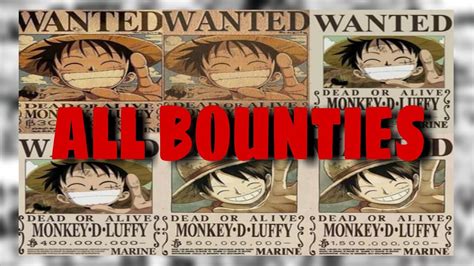 All of Luffy's bounties overtime! | 1999 - 2021 - YouTube