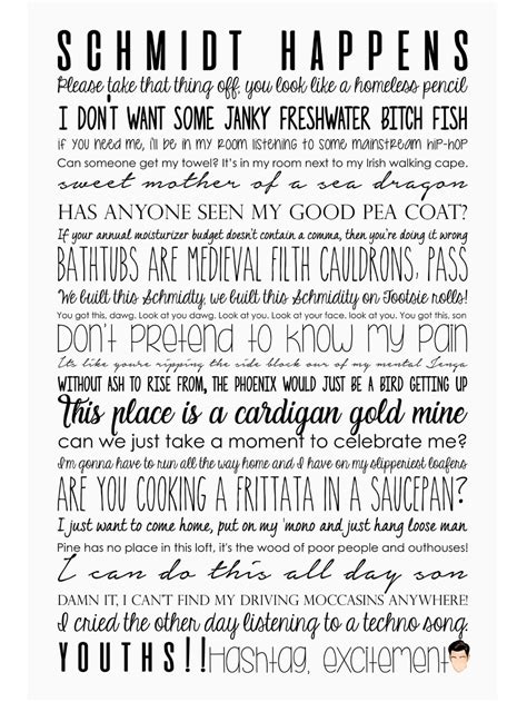 New Girl Schmidt Quotes Subway Wall Art-white Background, Typography Digital Print - Etsy ...