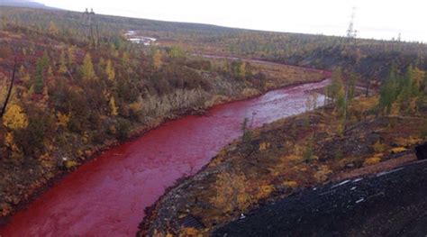 Russian Arctic Daldykan river mysteriously turns blood-red pictures and video - Strange Sounds