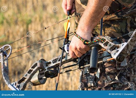 Bow hunter stock photo. Image of eyes, sport, compound - 58149152