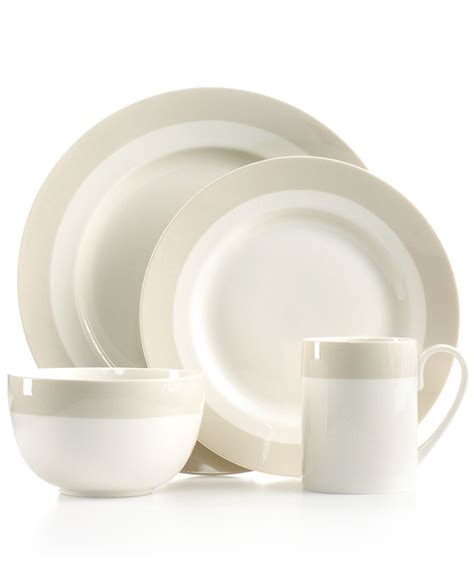 Martha Stewart Collection Classic Band Gray 4-Piece Place Setting ...