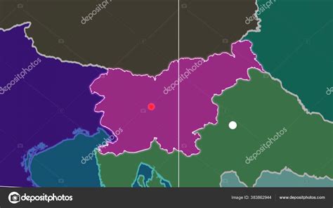 Slovenia Outlined Administrative Orthographic Map Capital ...