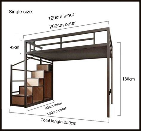 Steel Loft Bed with Storage with Wardrobe (M0180) – proonespace.com