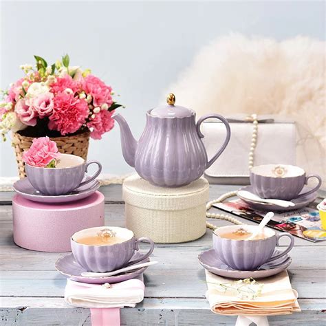 Court Style Afternoon Tea Set Colorful Cup And Saucer Set Coffee Cups Pumpkin Grain Teapot ...