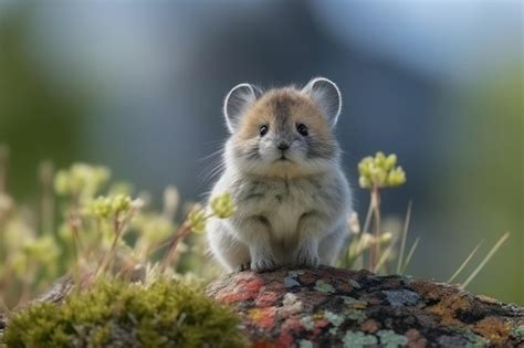 Premium AI Image | Portrait of cute Ili pika in their habitat Generative AI