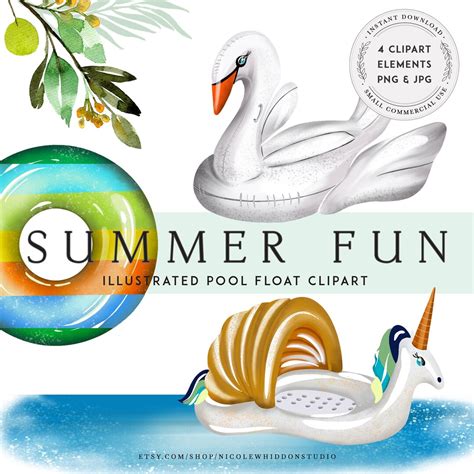 Summer Clipart Swimming Pool Clipart Pool Party Clip Art - Etsy