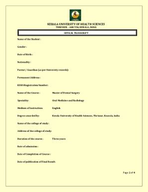 Fillable Online KERALA UNIVERSITY OF HEALTH SCIENCES THRISSUR Fax Email Print - pdfFiller